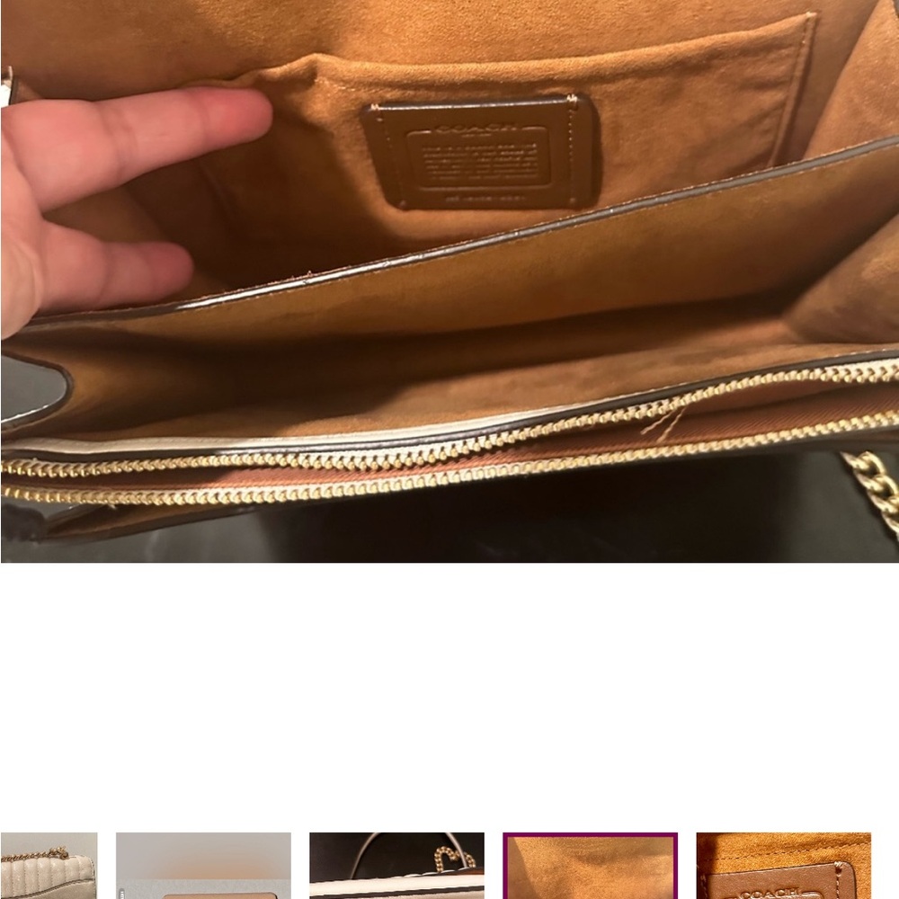 Coach Quilted Crossbody Bag in Cream with Gold Hardware - Picture 4 of 5